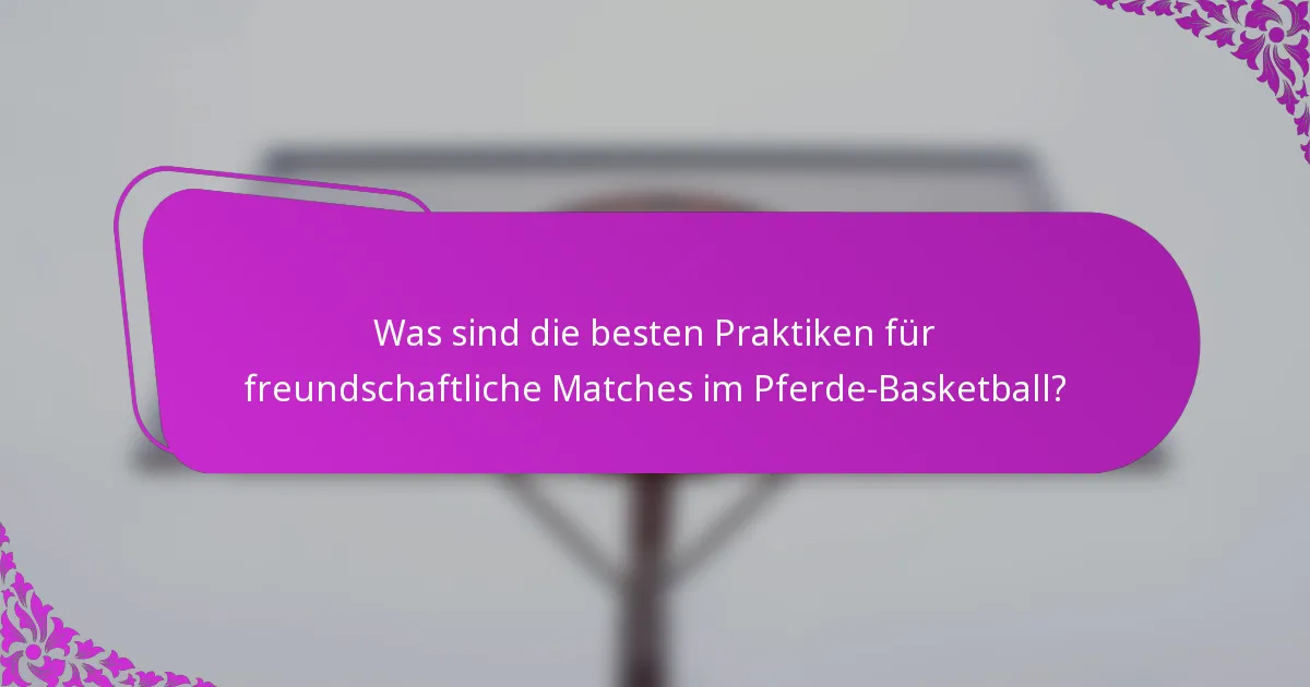 Was sind die besten Praktiken für freundschaftliche Matches im Pferde-Basketball?