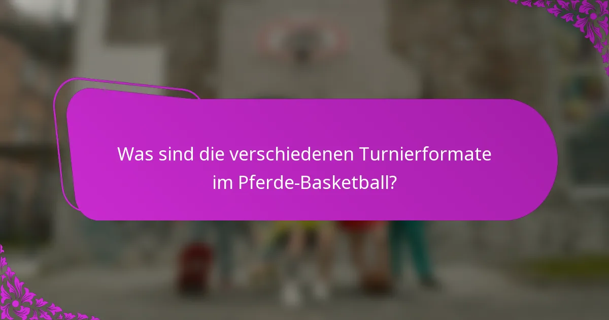 Was sind die verschiedenen Turnierformate im Pferde-Basketball?