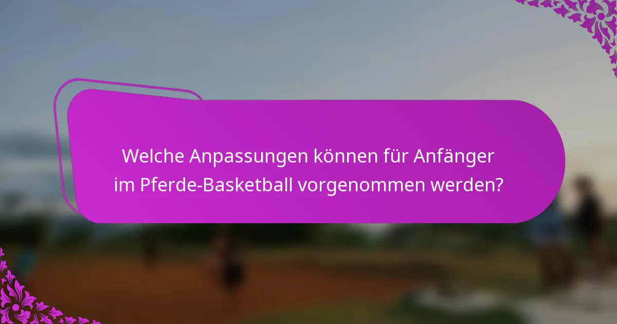 Welche Anpassungen können für Anfänger im Pferde-Basketball vorgenommen werden?