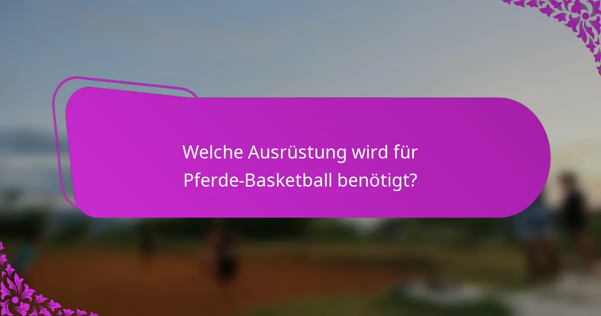 Welche Ausrüstung wird für Pferde-Basketball benötigt?