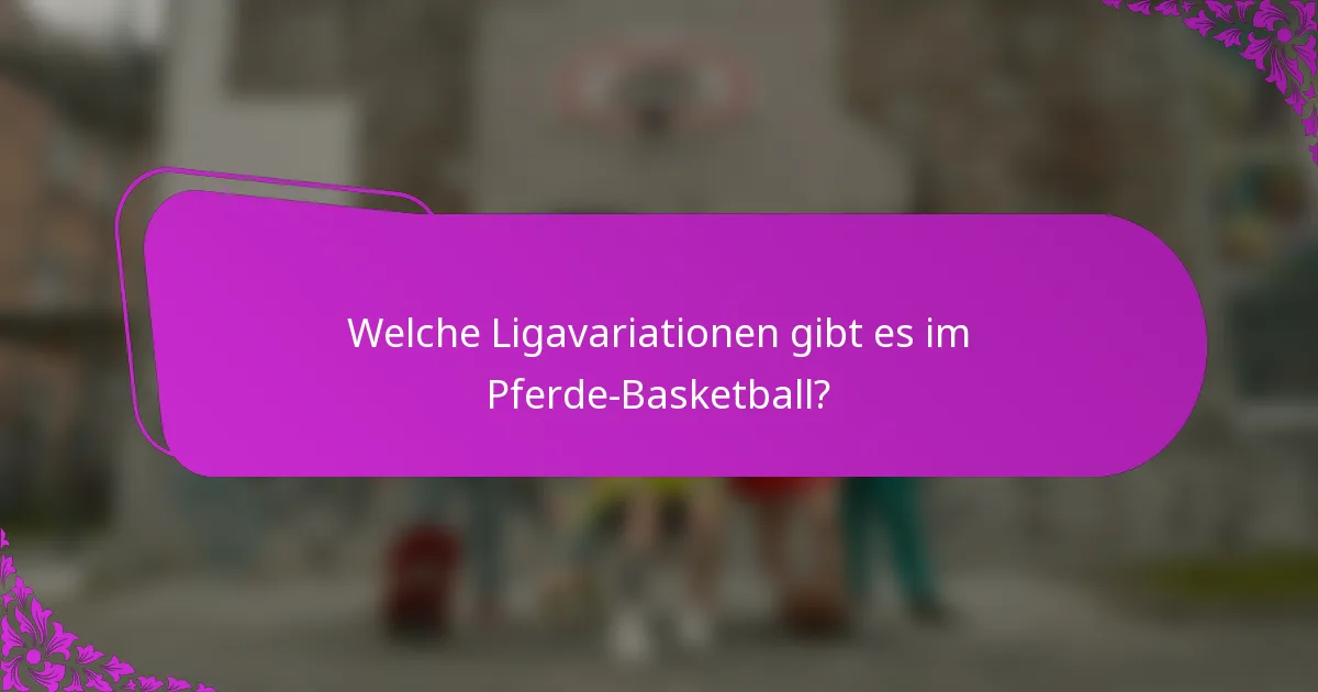 Welche Ligavariationen gibt es im Pferde-Basketball?