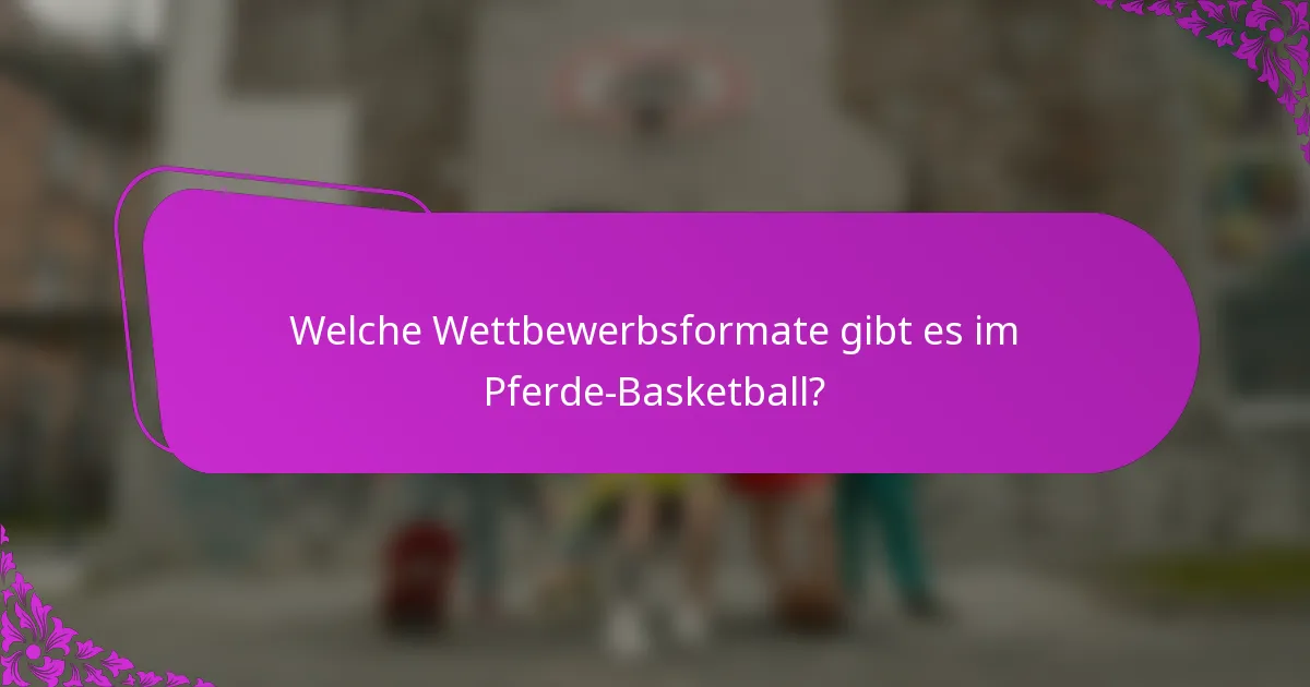 Welche Wettbewerbsformate gibt es im Pferde-Basketball?
