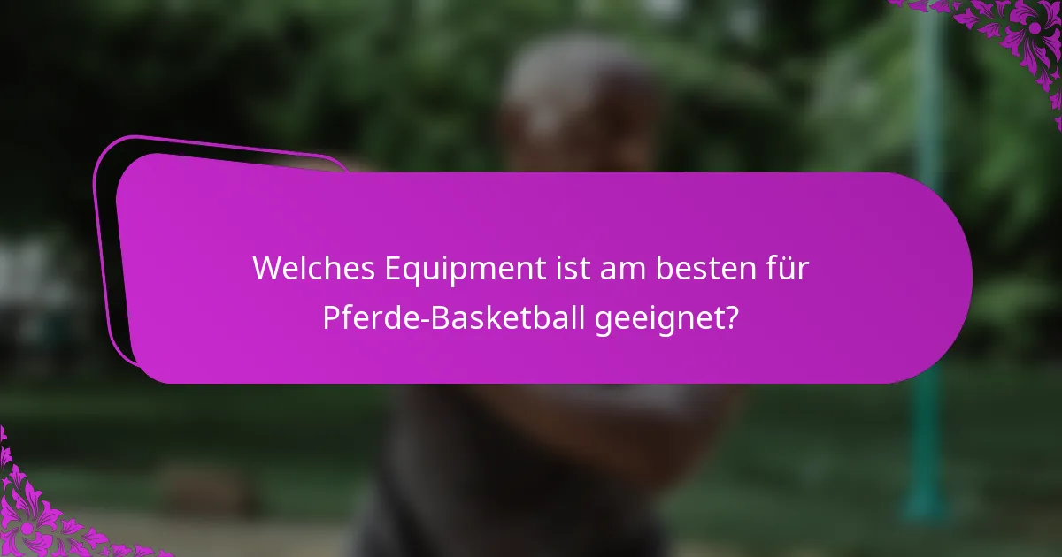 Welches Equipment ist am besten für Pferde-Basketball geeignet?