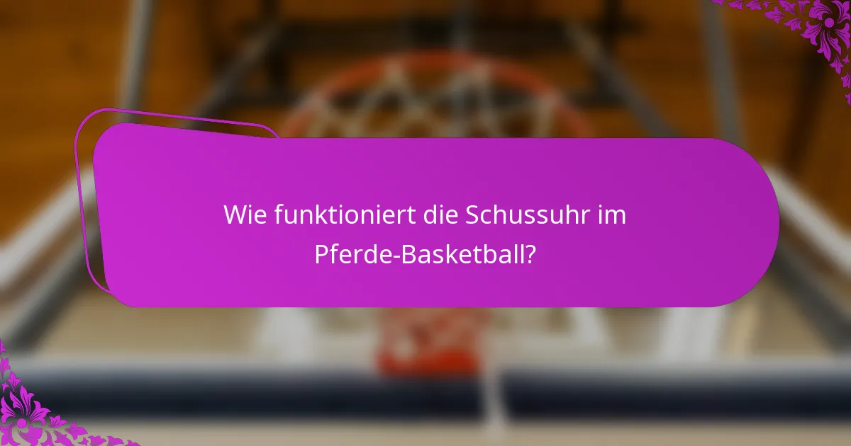 Wie funktioniert die Schussuhr im Pferde-Basketball?